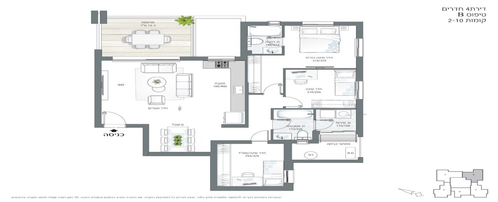 תוכניות דירה להמחשה עם כיווני אוויר